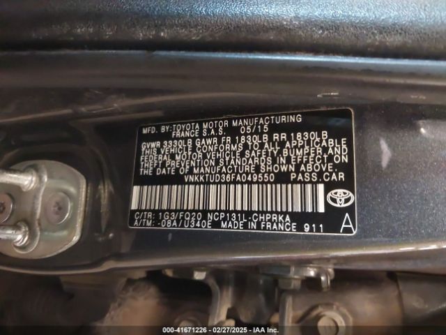 VNKKTUD36FA049550 Toyota YARIS L