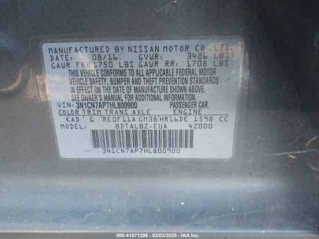 Nissan Versa 1.6 Sv 2017 3N1CN7AP7HL800900 Image 9