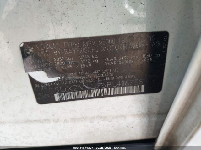 2011 BMW X5 5UXZV4C56BL416738 Photo 8