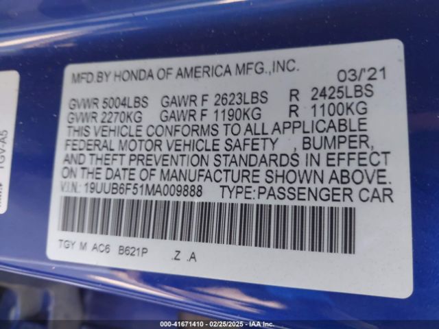 2021 ACURA TLX 19UUB6F51MA009888 Photo 8
