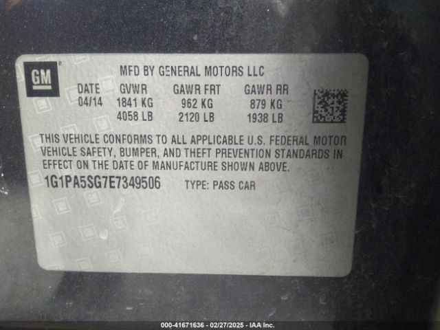 1G1PA5SG7E7349506 Chevrolet Cruze Ls Auto