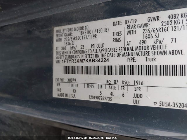 1FTYR3XM7KKB34224 Ford Transit-250