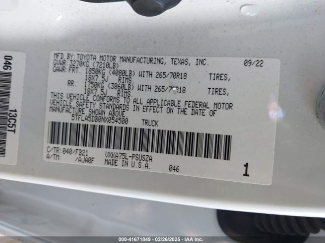 5TFLA5DB0NX054500 Toyota Tundra Sr5
