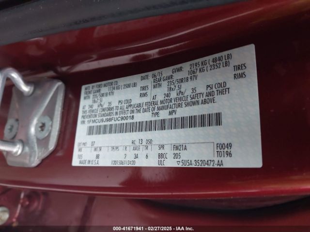 1FMCU9J98FUC90018 Ford Escape Titanium