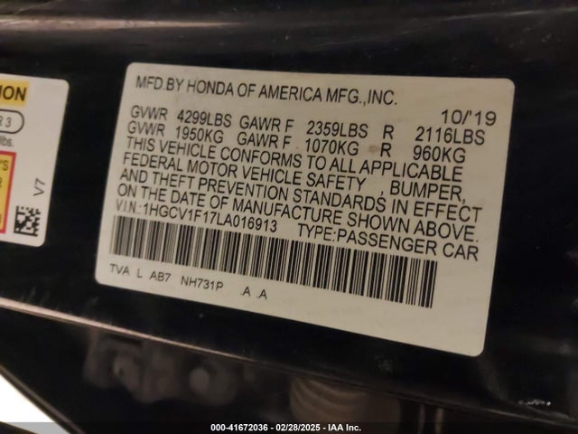 1HGCV1F17LA016913 Honda ACCORD LX