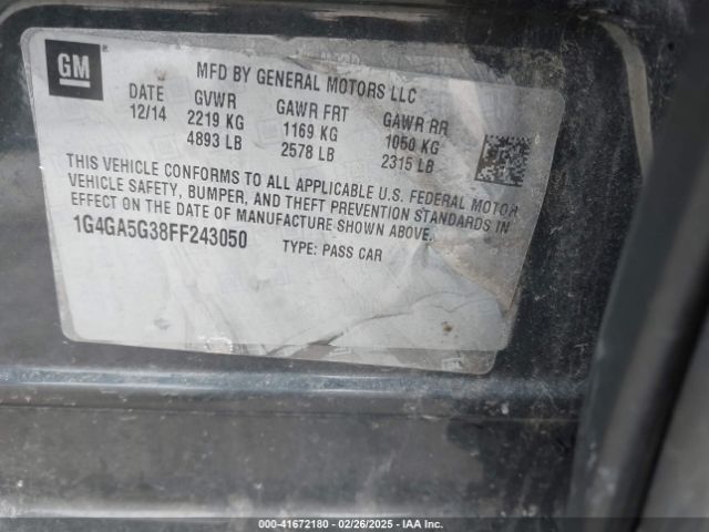 1G4GA5G38FF243050 Buick Lacrosse