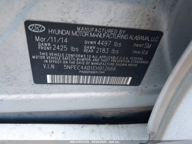 5NPEC4AB1EH912666 Hyundai Sonata Limited 2.0t