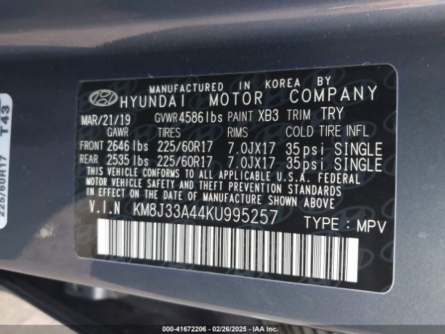 KM8J33A44KU995257 Hyundai Tucson Value