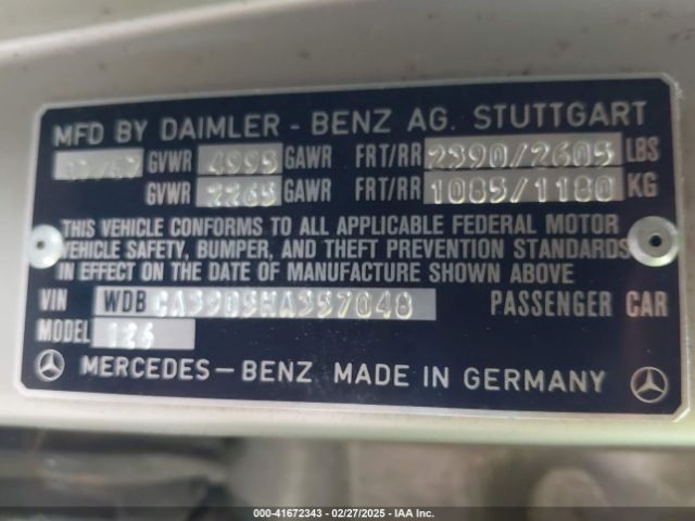 1987 MERCEDES-BENZ 560 WDBCA39D5HA357048 Photo 8