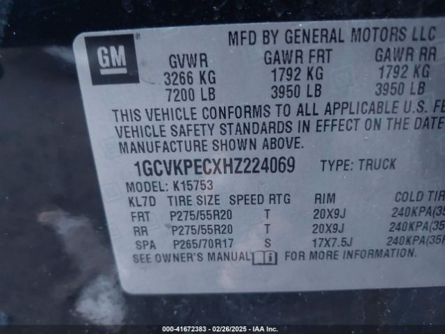 1GCVKPECXHZ224069 Chevrolet Silverado 1500 Custom