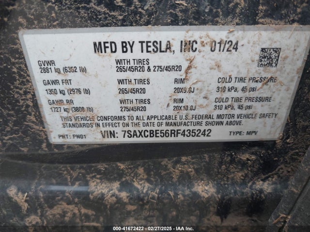 2024 TESLA MODEL X 7SAXCBE56RF435242 Photo 8