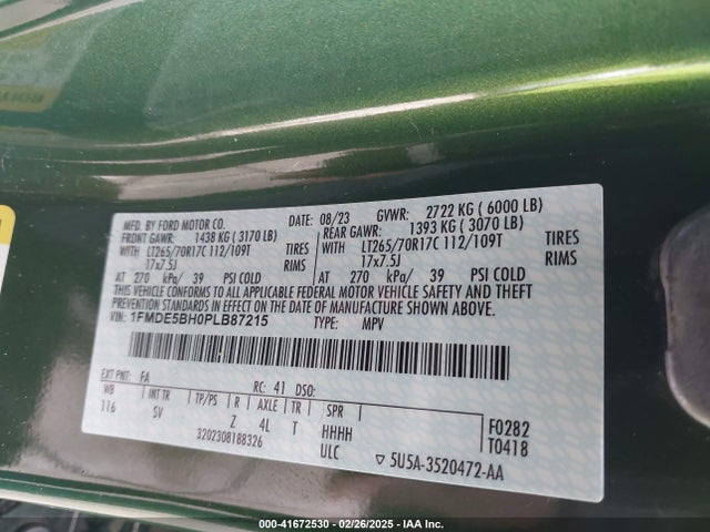 1FMDE5BH0PLB87215 Ford Bronco Black Diamond