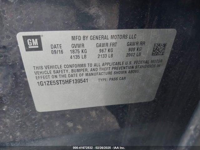 Chevrolet MALIBU 1LT 2017 1G1ZE5ST5HF139541 Image 9