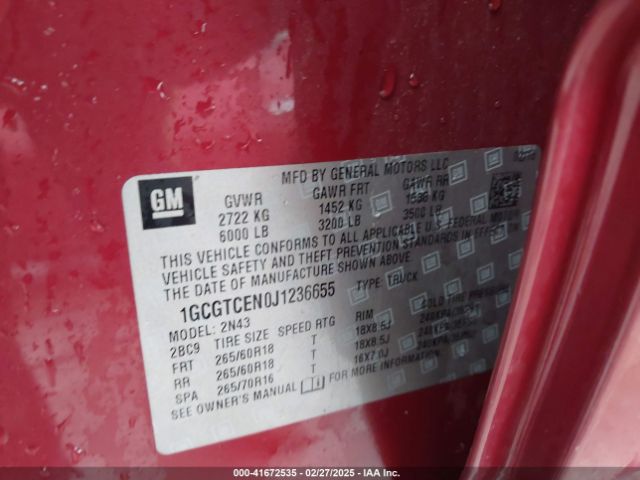 1GCGTCEN0J1236655 Chevrolet Colorado Lt