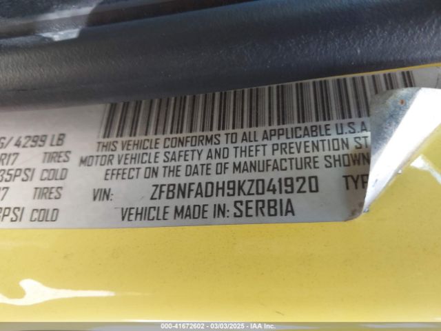 ZFBNFADH9KZ041920 Fiat 500L TREKKING