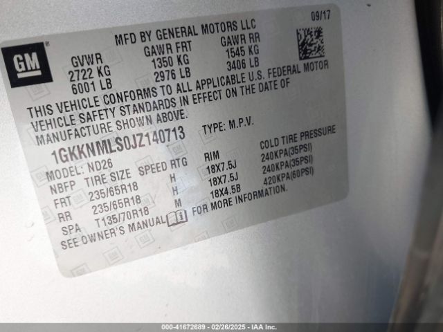 1GKKNMLS0JZ140713 GMC Acadia Slt-1