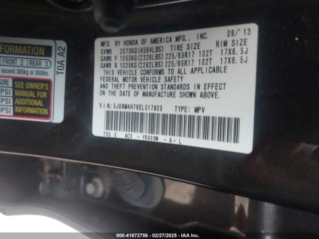 5J6RM4H79EL017805 Honda Cr-v Ex-l