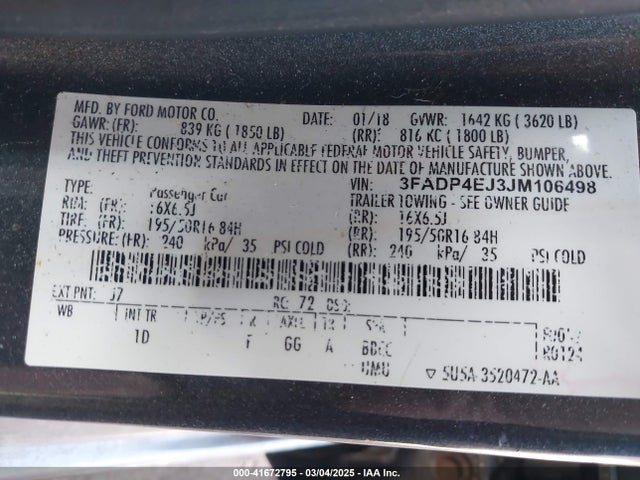 Ford FIESTA SE 2018 3FADP4EJ3JM106498 Image 9