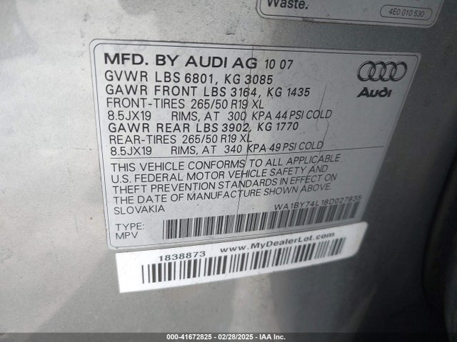 2008 AUDI Q7 WA1BY74L18D027835 Photo 8