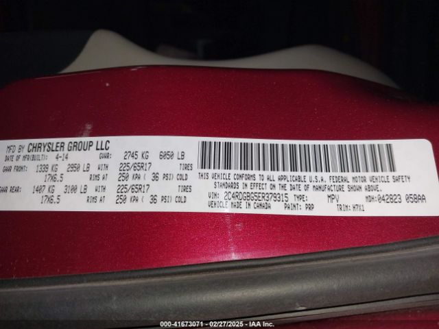 2C4RDGBG5ER379315 Dodge Grand Caravan American Value Pkg