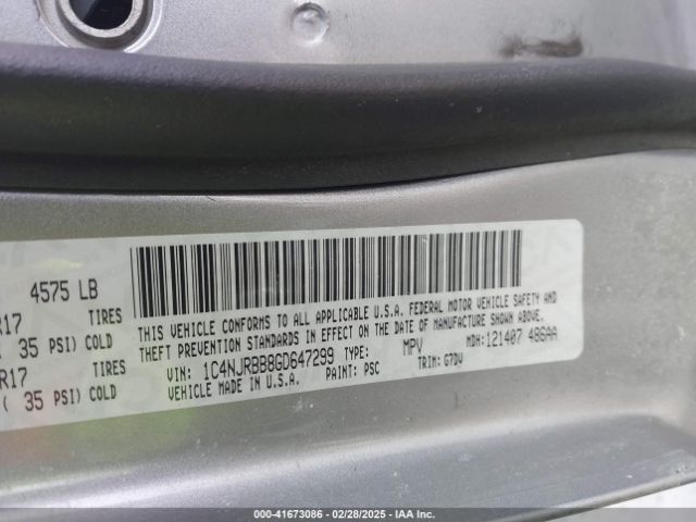 1C4NJRBB8GD647299 Jeep Patriot Sport Se