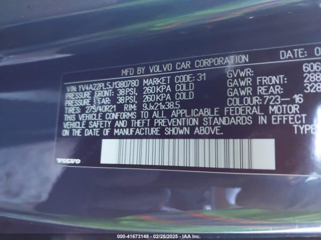 YV4A22PL5J1380780 Volvo Xc90 T6 Inscription