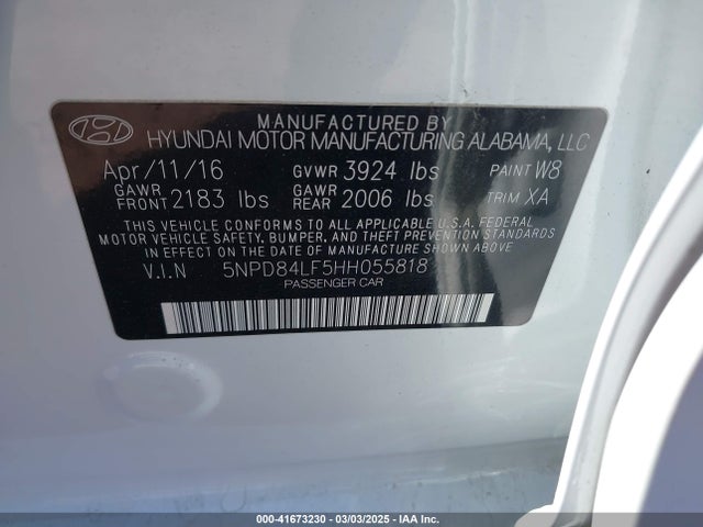 Hyundai ELANTRA SE 2017 5NPD84LF5HH055818 Image 9
