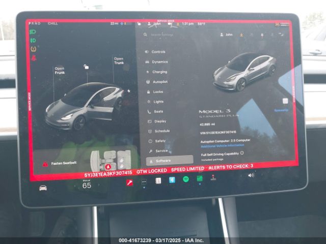 5YJ3E1EA3KF307415 Tesla Model 3 Long Range/mid Range/standard Range/standard Range Plus