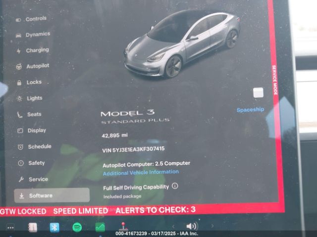 5YJ3E1EA3KF307415 Tesla Model 3 Long Range/mid Range/standard Range/standard Range Plus