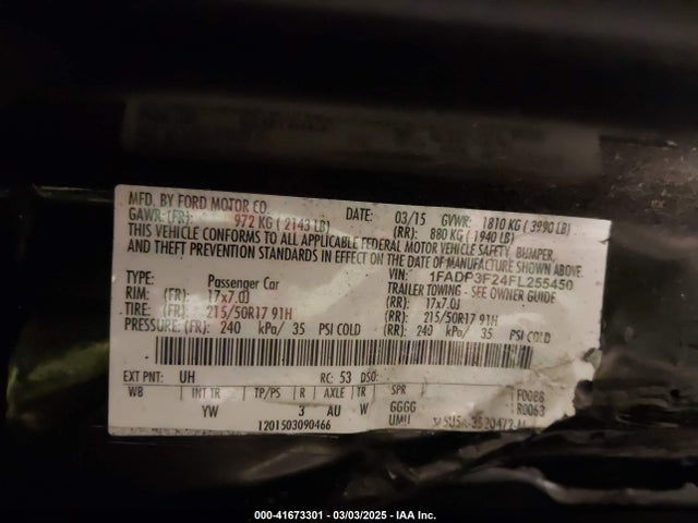 1FADP3F24FL255450 Ford FOCUS SE