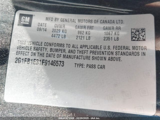 2G1FB1E31F9146573 Chevrolet Camaro 2ls