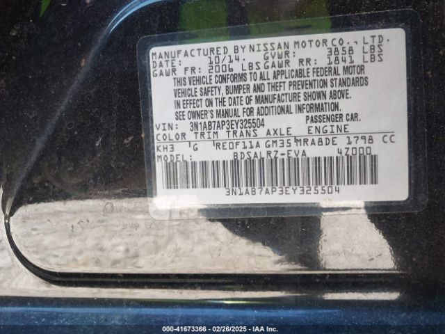 3N1AB7AP3EY325504 Nissan SENTRA SR
