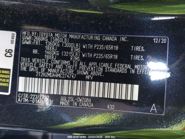 2T2HZMDA4MC274747 Lexus RX 350