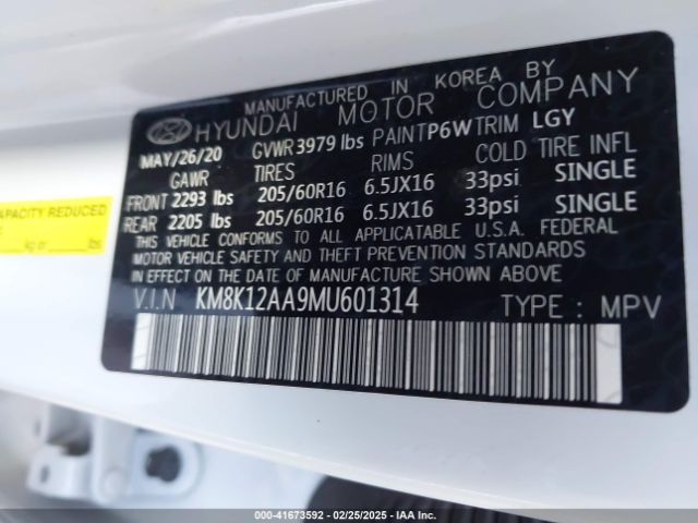 2021 HYUNDAI KONA KM8K12AA9MU601314 Photo 8
