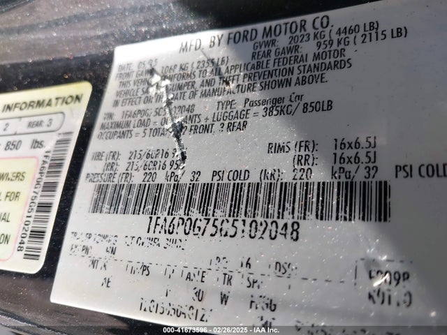 1FA6P0G75G5102048 Ford FUSION S