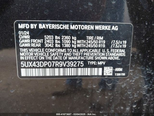 5UX43DP07R9V39275 BMW X3 Sdrive30i