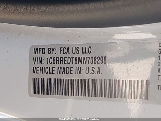 1C6RREDT8MN708298 RAM 1500 Laramie  4x2 6'4 Box