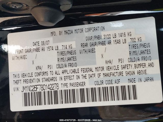 2008 MAZDA MX-5 JM1NC26F780142278 Photo 8