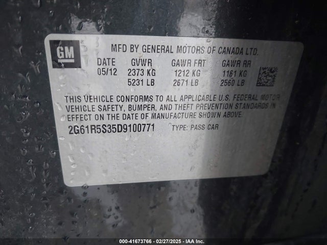2013 CADILLAC XTS 2G61R5S35D9100771 Photo 8