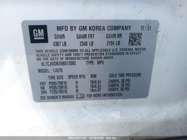 2022 CHEVROLET TRAX KL7CJNSM3NB513582 Photo 8
