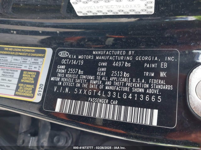 5XXGT4L33LG413665 KIA Optima Lx