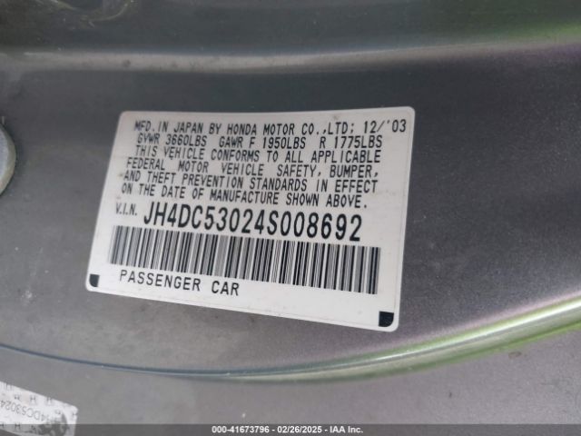 2004 ACURA RSX JH4DC53024S008692 Photo 8