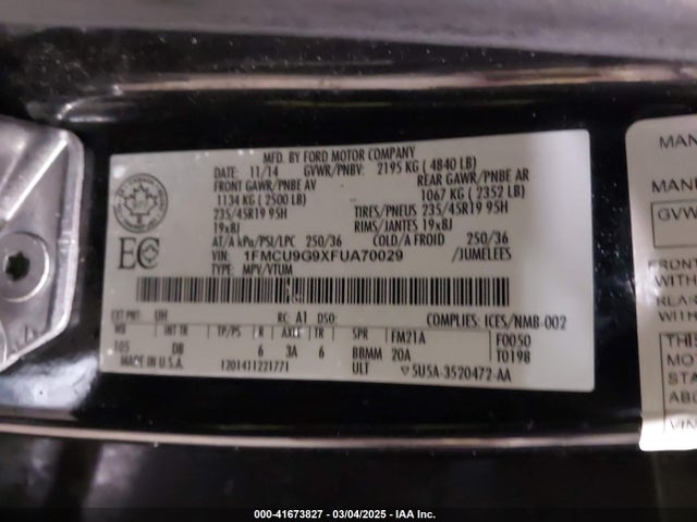 1FMCU9G9XFUA70029 Ford ESCAPE SE