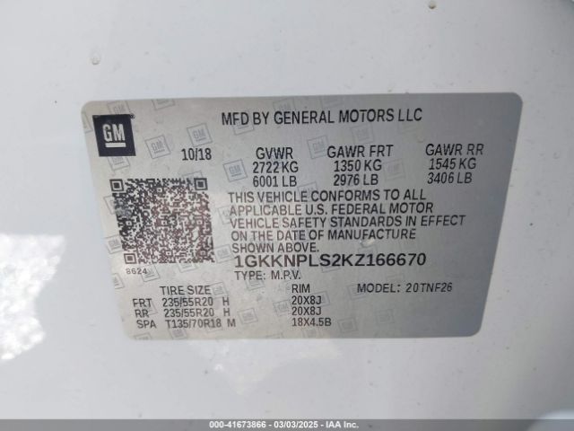 1GKKNPLS2KZ166670 GMC Acadia Denali