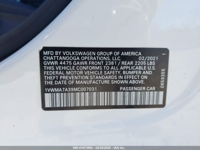 1VWMA7A39MC007031 Volkswagen Passat 2.0t R-line