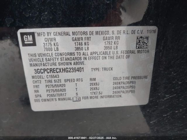 3GCPCRECXHG239401 Chevrolet Silverado 1500 1lt