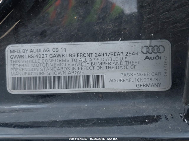 2012 AUDI A4 WAUBFAFL1CN008787 Photo 8