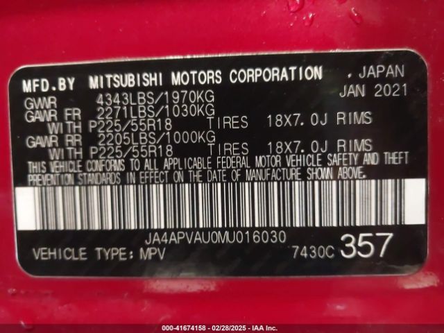 2021 MITSUBISHI OUTLANDER SPORT JA4APVAU0MU016030 Photo 8