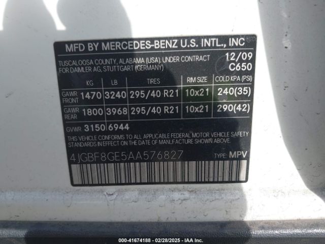2010 MERCEDES-BENZ GL 550 4JGBF8GE5AA576827 Photo 8