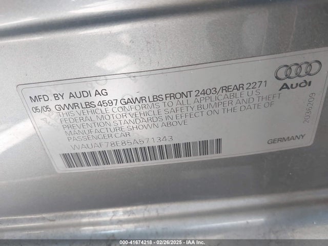 2005 AUDI A4 WAUAF78E85A571343 Photo 8